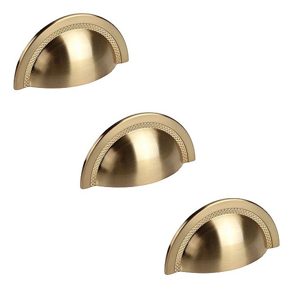 Kit 3 Puxador Shell 48 Mm Zen Gold Escovado (dourado)
