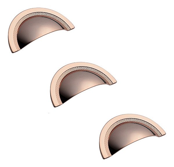 Kit 3 Puxador Shell Zen 64mm Rose Zp4318.l00