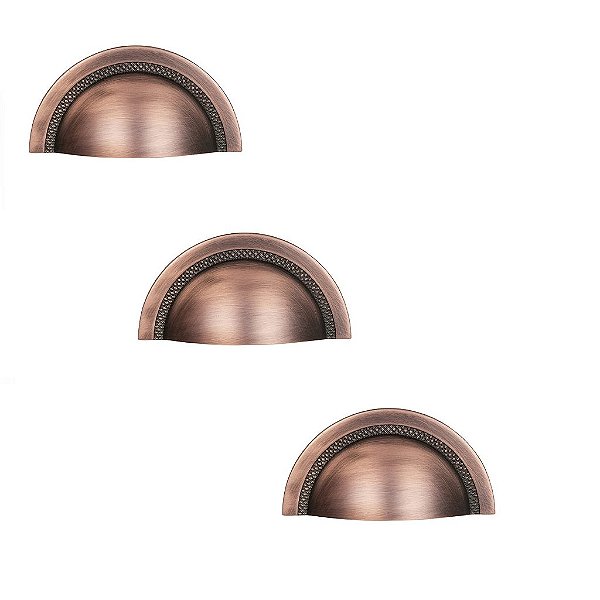 Kit 3 Puxador Shell Zen 64mm Vecchio Cobre Zp4318.648