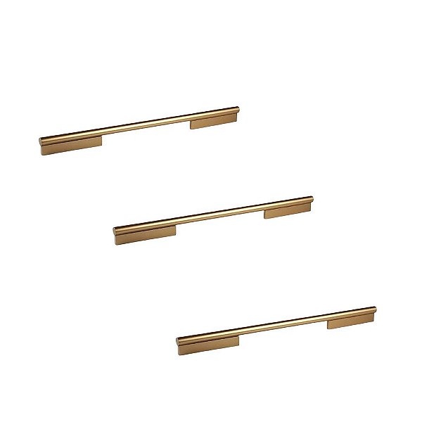Kit 3 Puxador Sorento 320mm  Dourado Fosco Zen
