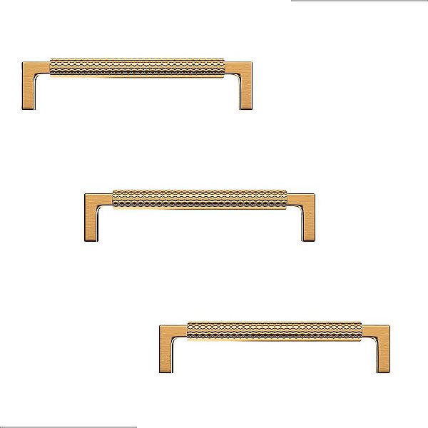 KIT 3 PUXADOR ZIGRINATO IL1780 160MM BRONZE ESC ( DOURADO )