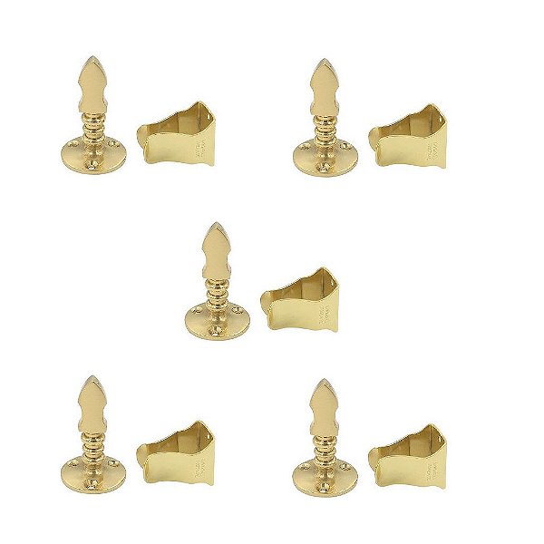 Kit 5 Prendedor Fixador Trava Porta Dourado Brilho Parede