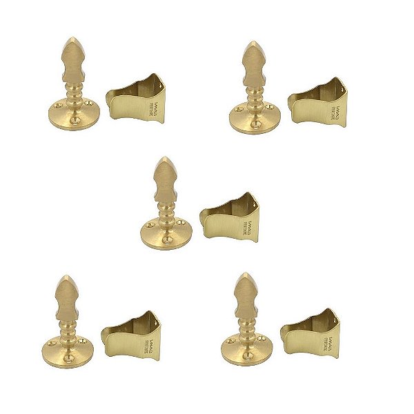 Kit 5 Prendedor Fixador Trava Porta Dourado Fosco 807 Parede