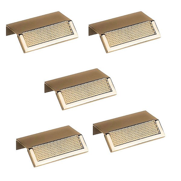 Kit 5 Puxador Citizen 45 Graus P Gold Dourado Brilhante Zen