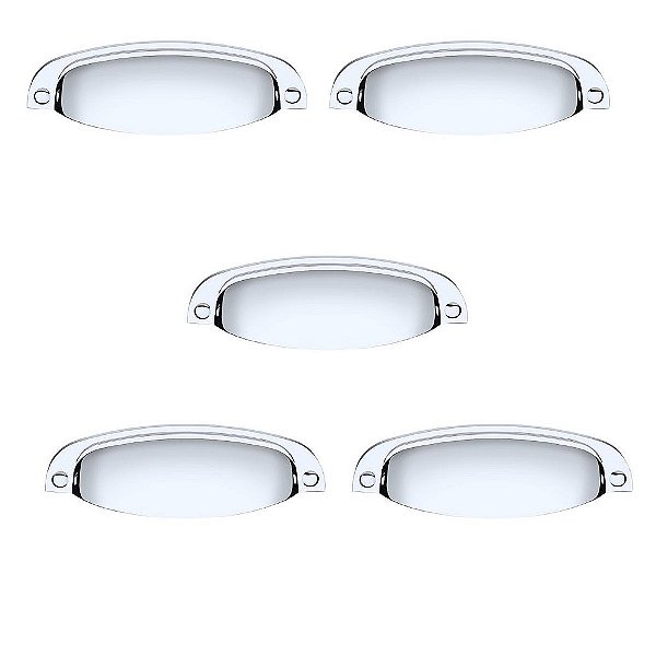 Kit 5 Puxador Concha Colonial Cromado 115 Italy Line 96mm