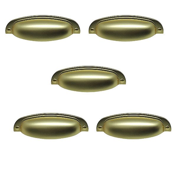 Kit 5 Puxador Concha Colonial Dourado 115 Italy Line 96mm