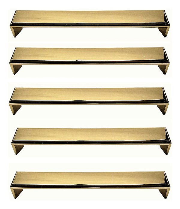 Kit 5 Puxador Creta Zen Gold Brilhante Dourado 192 Mm