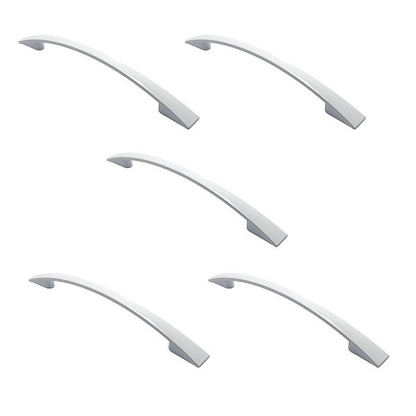Kit 5 Puxador Italy Line 2092 Branco Metal 096mm