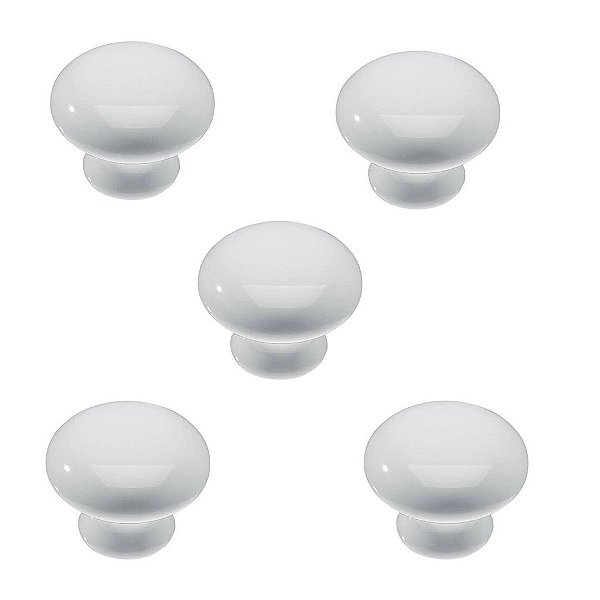 Kit 5 Puxador Italy Line Il7038 Cerâmica Branco C/ Parafuso