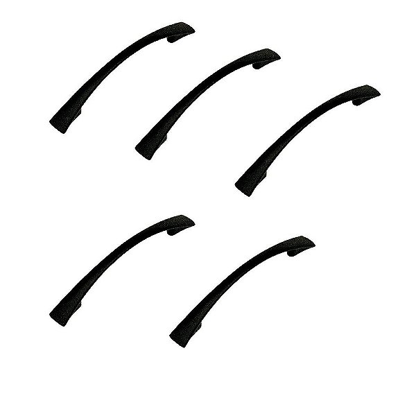 Kit 5 Puxador Italy Line Preto Fosco 2092 Metal 128mm