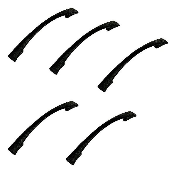 Kit 5 Puxador Italy Line Preto Fosco 2092 Metal 96mm