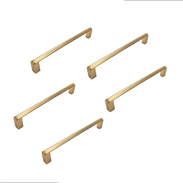 Kit 5 Puxador Liveri Il 955 128mm Dourado Fosco Italy Line