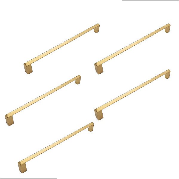 Kit 5 Puxador Liveri Il 955 192mm Dourado Fosco Italy Line