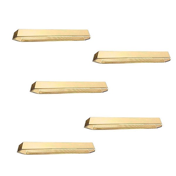 Kit 5 Puxador Moveis Elemento G 128mm Gold Dourado Brilhante