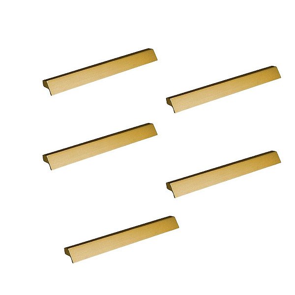 Kit 5 Puxador Moveis Ken 320mm Dourado Matte Fosco Zen