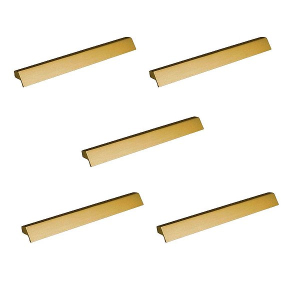 Kit 5 Puxador Moveis Ken Dourado Matte Fosco 128mm Zen