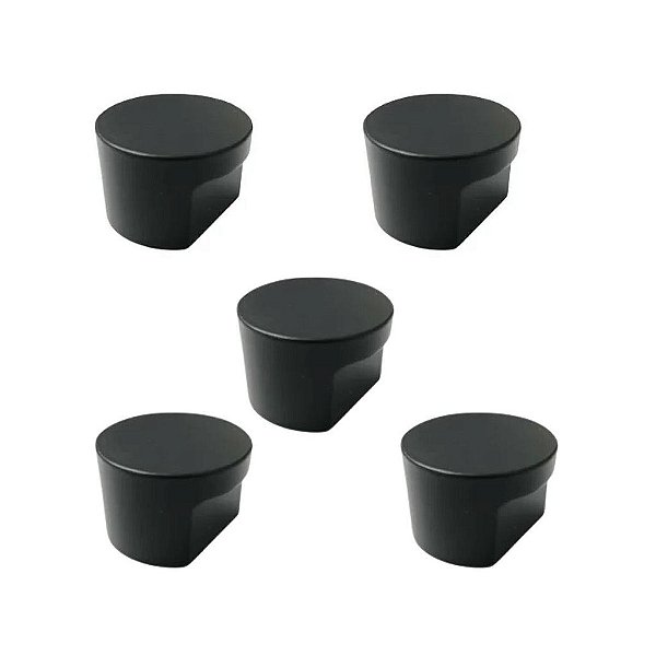 Kit 5 Puxador Moveis Radio Medio 16mm Preto Zen Ponto