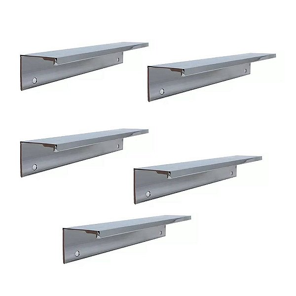 KIT 5 PUXADOR MÓVEIS SOTTILE 160 MM ZEN CROMADO SOBREPOR