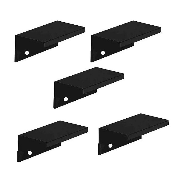 KIT 5 PUXADOR MÓVEIS SOTTILE 32 MM ZEN PRETO SOBREPOR