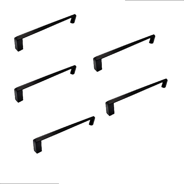 Kit 5 Puxador P/ Moveis Liveri Il 955 160mm Preto Italy Line