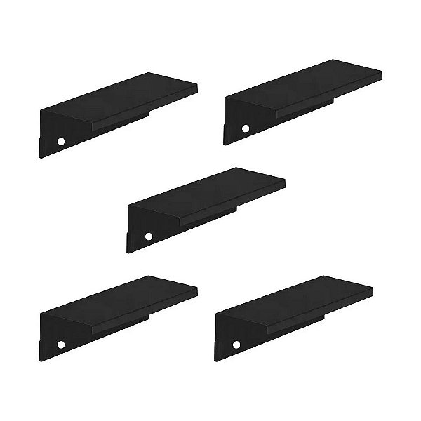 KIT 5 PUXADOR PARA MÓVEIS SOTTILE 160 MM ZEN PRETO SOBREPOR