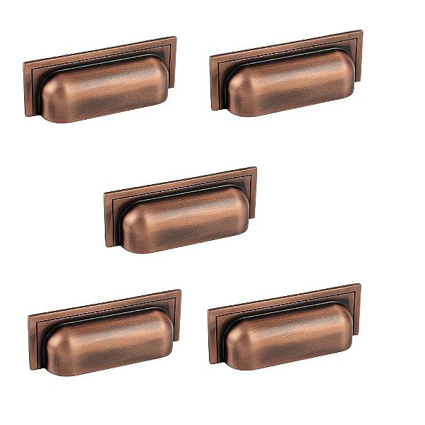 Kit 5 Puxador Plymouth Zen Vecchio Cobre Concha 80mm