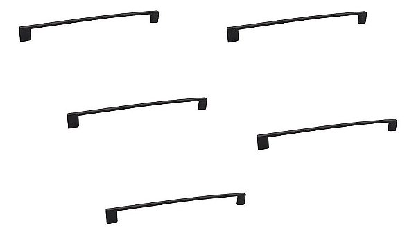 Kit 5 Puxador Preto Fosco Il 950 Italy Line Metal 224mm