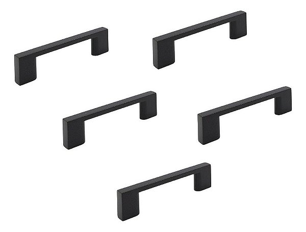 Kit 5 Puxador Preto Fosco Il 950 Italy Line Metal 64mm