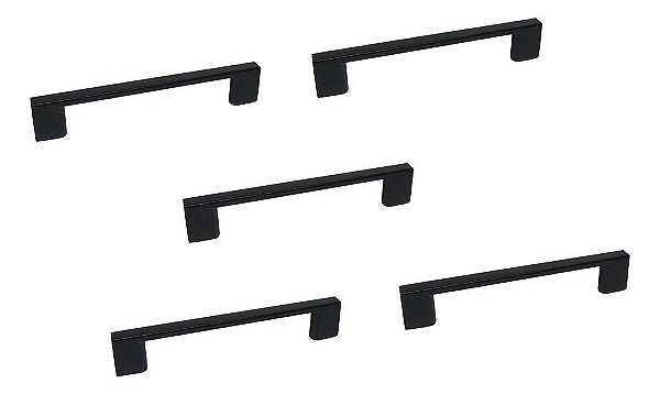 Kit 5 Puxador Preto Fosco Il 950 Metal 160mm C/ Parafusos