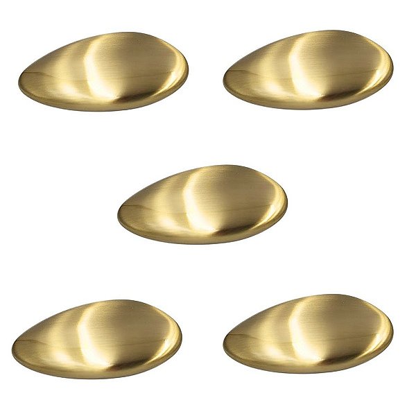 Kit 5 Puxador Seixo G 78mm X 50mm Gold Escovado dourado Zen