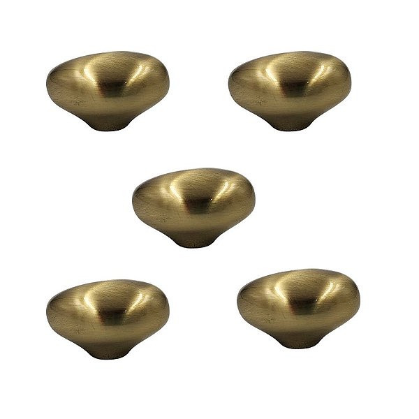 KIT 5 PUXADOR SEIXO P 30 X 22,5MM GOLD ESCOVADO DOURADO ZEN