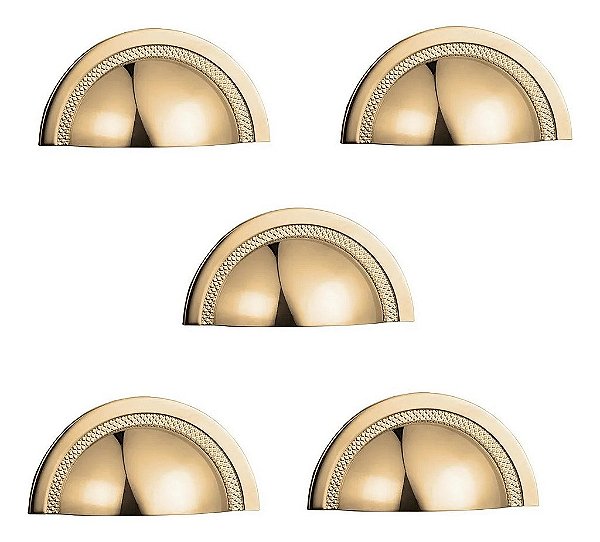 Kit 5 Puxador Shell 48 Mm Zen Gold (dourado Brilhante)