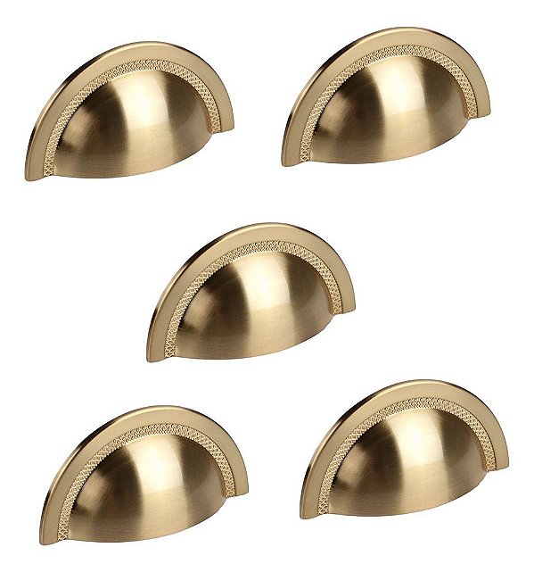 Kit 5 Puxador Shell 48 Mm Zen Gold Escovado (dourado)