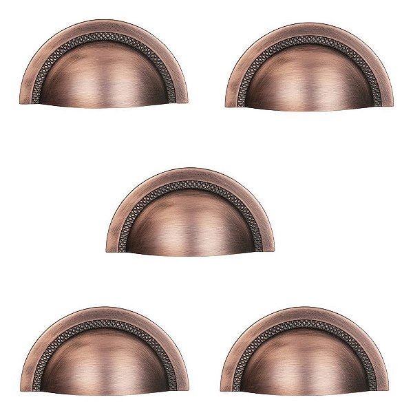 Kit 5 Puxador Shell 48 Mm Zen Vecchio Cobre  Concha