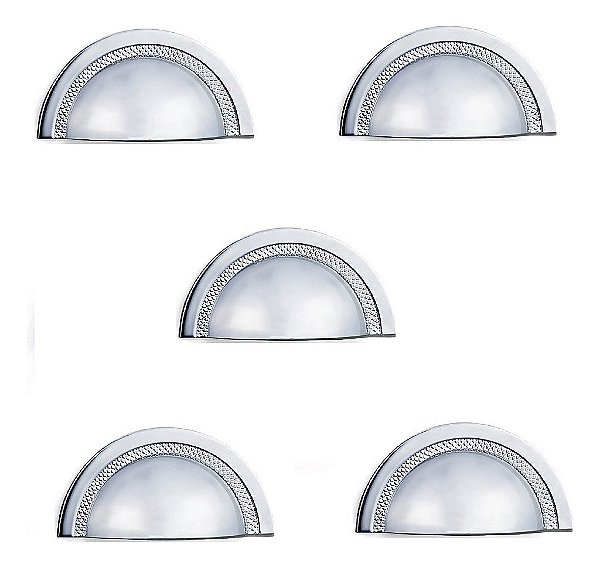 Kit 5 Puxador Shell 48mm Zen Cromado Zp4319.1 Concha