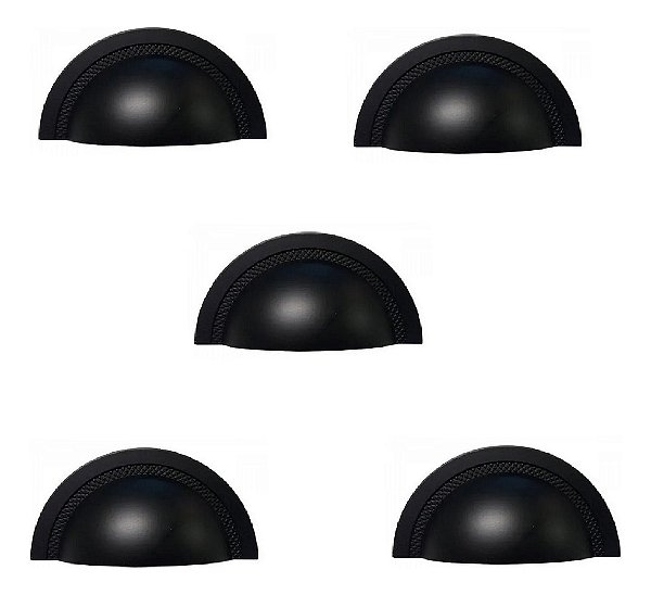 Kit 5 Puxador Shell 48mm Zen Preto Zp4319.24 Concha