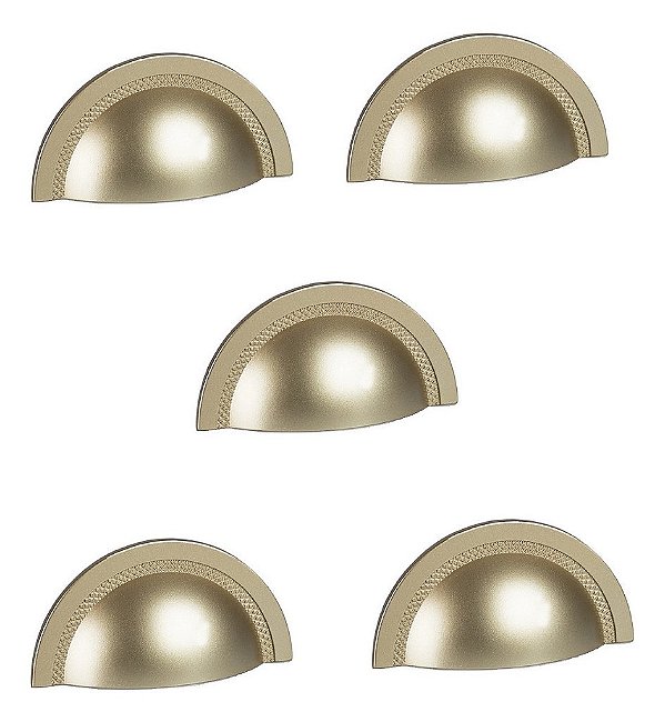 Kit 5 Puxador Shell Zen 64mm Dourado (dourado Fosco)