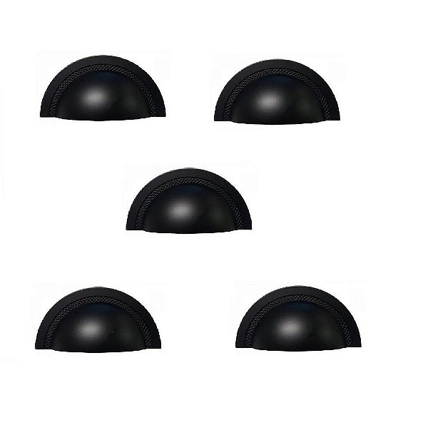 Kit 5 Puxador Shell Zen 64mm Preto Zp4318.24