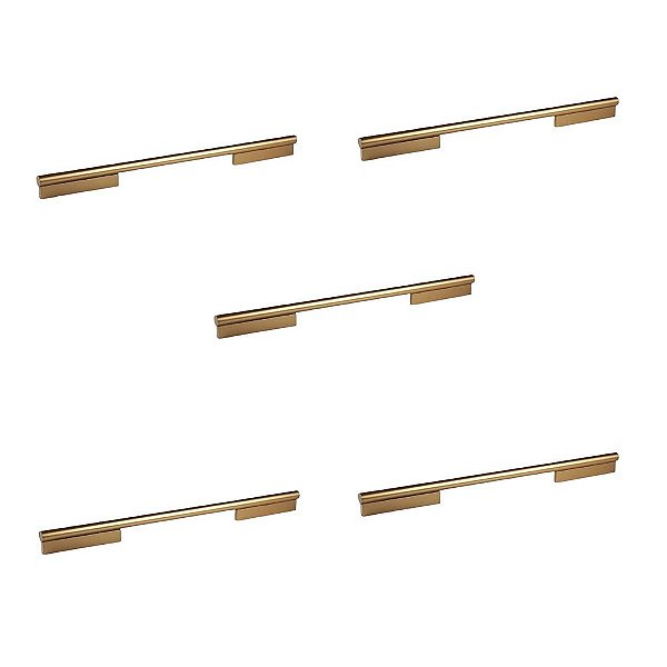 Kit 5 Puxador Sorento 224mm Dourado Fosco Zen Zp5450.224.955