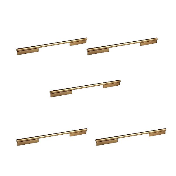 Kit 5 Puxador Sorento 320mm  Dourado Fosco Zen