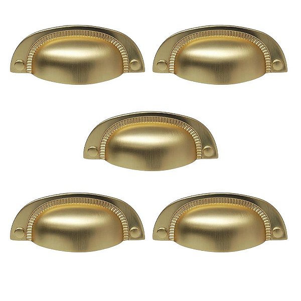 Kit 5 Puxador Vivaro 222 Dourado Fosco Italy Line 64 Mm