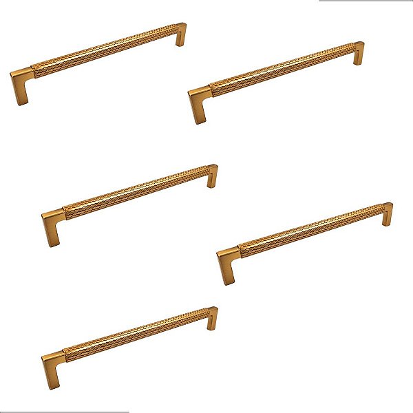 KIT 5 PUXADOR ZIGRINATO IL1780  224MM BRONZE ESC ITALY LINE