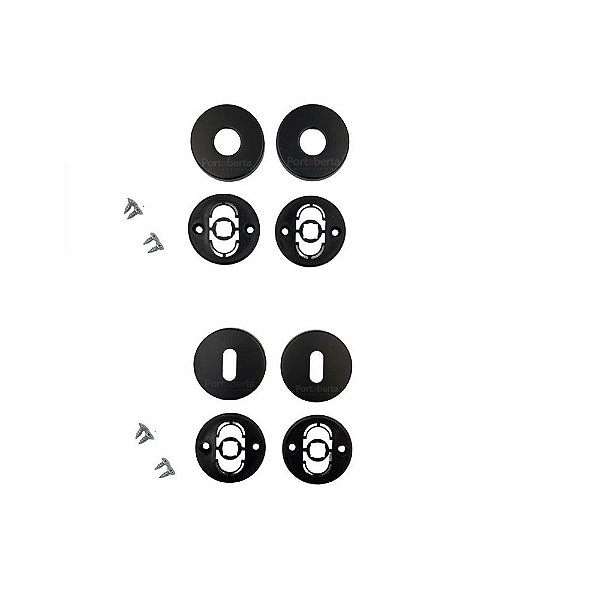 Kit Roseta Avulsa Fechadura Interna Imab Preta Redonda F5100