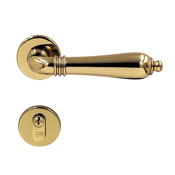 FECHADURA PORTA EXTERNA LILY IMAB DOURADO BRILHANTE 55 MM