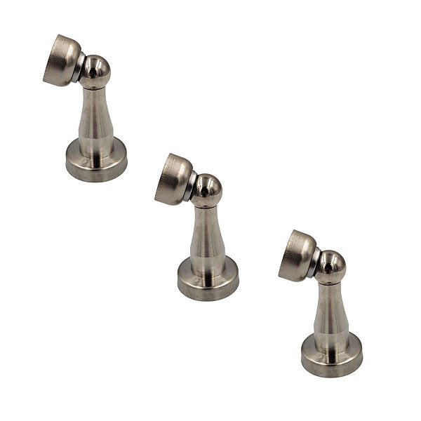 KIT 3 PRENDEDOR BATEDOR DE PORTA MAGNETICO INOX ESCOVADO