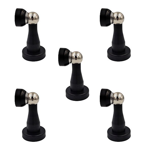 KIT 5 PRENDEDOR BATEDOR DE PORTA MAGNETICO INOX PRETO FOSCO
