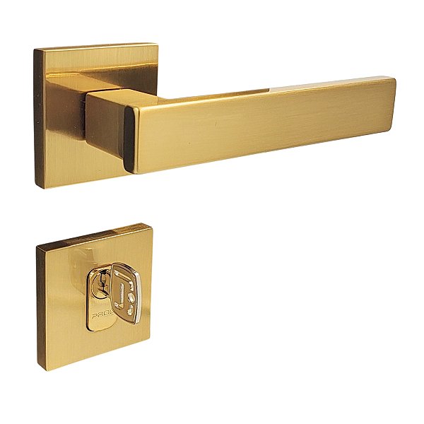 FECHADURA PORTA EXTERNA QUARTO SALA PADO RETRO DOURADO ESCOVADO ACETINADO MAQUINA 55 MM C/ CILINDRO MIOLO TAMBOR
