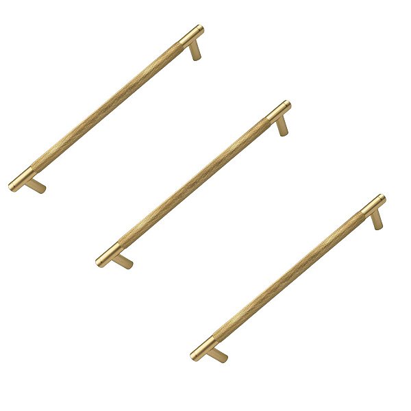 KIT 3 PUXADOR MOVEIS ZIGRINATO IL1580 224MM DOURADO FOSCO