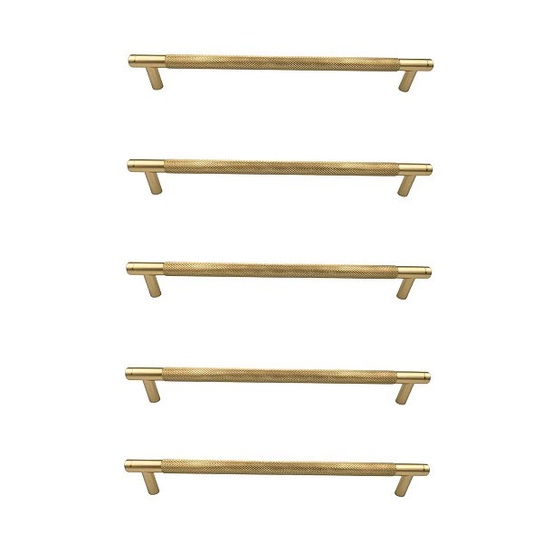 KIT 5 PUXADOR MOVEIS ZIGRINATO IL1580 224MM DOURADO FOSCO