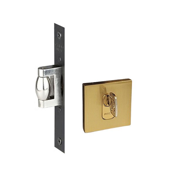 Fechadura Trava Rolete Porta Pivotante Pado Dourada Escovada Externa Segurança